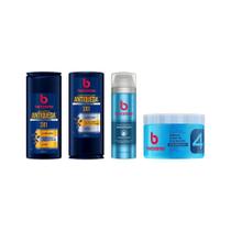 Kit Bozzano Shamp+Cond Antiq+Espuma Barb Hidrat+Gel Fix Azul