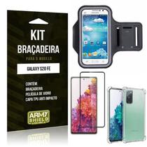 Kit Braçadeira Galaxy S20 FE Braçadeira + Capinha Anti Impacto + Película de Vidro 3D - Armyshield