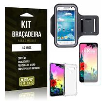 Kit Braçadeira LG K50s Braçadeira + Capinha Anti Impacto + Película de Vidro - Armyshield