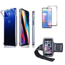 Kit Braçadeira Moto G 5G + Capa + Película De Vidro 3D
