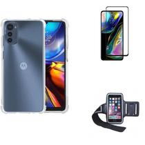Kit Braçadeira Motorola Moto E32 + Capa + Película De Vidro 3D