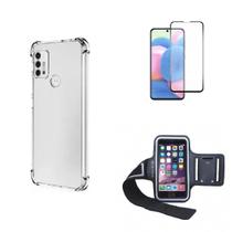 Kit Braçadeira Motorola Moto G20 + Capa + Película De Vidro 3D