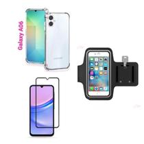 Kit Braçadeira Samsung Galaxy A06 + Película De Vidro 3D + Capa
