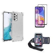 Kit Braçadeira Samsung Galaxy A23 + Capa + Película Vidro 3D