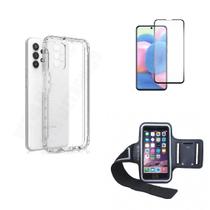 Kit Braçadeira Samsung Galaxy A32 4G + Película De Vidro 3D + Capa