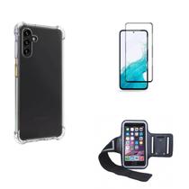 Kit Braçadeira Samsung Galaxy A54 5G + Película De Vidro 3D + Capa