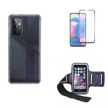 Kit Braçadeira Samsung Galaxy A72 + Película De Vidro 3D + Capa