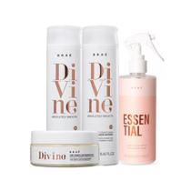 Kit braé (4 itens) - divine shampoo 250ml + condicionador 250ml + máscara 200g + essential 260ml