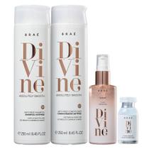 Kit Braé Divine Shampoo 250ml + Condicionador 250ml + Plume 60ml + Ampola 13ml Kit Braé Divine Shampoo 250ml + Condicionador 250ml + Plume 60ml + Ampola 13ml