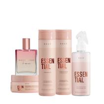 Kit Braé Essential Shampoo Condicionador Hair Spray Máscara e Blooming Rose Perfume para Cabelo (5 produtos)