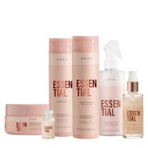 Kit Braé Essential Shampoo Condicionador Máscara Óleo Fluído Reparador e Ampola Capilar (6 produtos)