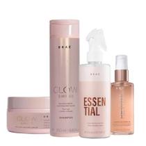 Kit Braé Glow Shine Shampoo Máscara Essential e Óleo Gorgeous (4 produtos)