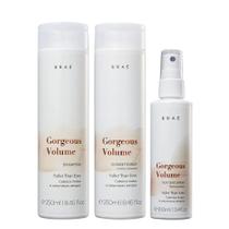 Kit Braé Gorgeous Volume Shampoo 250ml + Condicionador 250ml + Texturizador de Fios 100ml