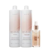 Kit Braé Revival Shampoo Condicionador e Essential Oil Blend (3 produtos)