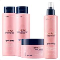 Kit Braé Stages by Bruna Tavares Gloss Hydra: Shampoo, Condicionador, Máscara e Leave-In