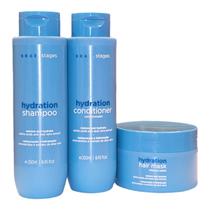 Kit Braé Stages Hydration - Shampoo 250ml + Condicionador 250ml + Máscara 200g Kit Braé Stages Hydration - Shampoo 250ml + Condicionador 250ml + Máscara 200g