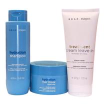 Kit Braé Stages Hydration - Shampoo 250ml + Máscara 200g + Leave-In 200g