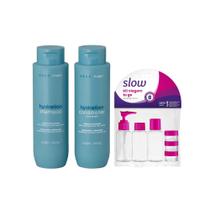 Kit Braé Stages Hydration Shampoo e Condicionador 250ml + Kit Viagem Lanossi Slow Rosa com 6 Frascos Reutilizáveis