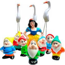 Kit Branca De Neve E O 7 Anões Com Trio De Garças Cerâmica