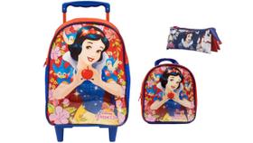 Kit Branca de Neve M Mochila de Rodas + Lancheira + Estojo