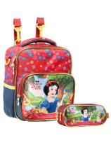 Kit Branca De Neve Mochila Rodas Alças + Lancheira + Estojo