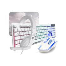 Kit Branco Teclado Mouse Mouse Pad Headset Gamer - Evolut