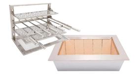 KIT BRASEIRO COOKTOP 70x50 + SUPORTE GRELHA ESPETO INOX 430