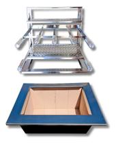 Kit Braseiro Refratário + Suporte Flutuante Grill 45cmx30cm