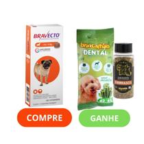 Kit Bravecto 4,5 - 10kg + Chef Pet Churrasco + Dental Sabor Menta BRINCALHÃO