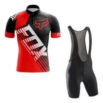 Kit Bretelle Curto Forro Gel Camisa Fox Confortável Pro Mtb