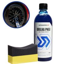 Kit Brilha Pneu 500ml Autoamérica Gel para Pneus + Aplicador Pretinho