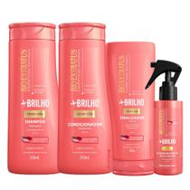 Kit +Brilho Bio Extratus 4 Produtos Antifrizz Hidrata Alinha