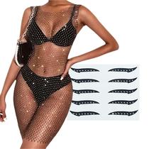 Kit Brilho Vestido Rede Telinha Sobreposição Pontos Strass + Delineador Adesivo Gatinho Festa Balada Carnaval 36/42 Kit Brilho Vestido Rede Telinha Sobreposição Pontos Strass + Delineador Adesivo Gatinho Festa Balada Carnaval 36/42
