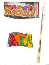 Kit Brincadeira Festa Junina 3 Varas+ Painel+ 10 peixinhos