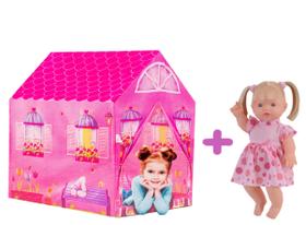 Kit Brincando de Princesa Bebê Elisi Com Minha Casinha Rosa - DM Toys e Adijomar