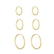 Kit Brinco 3 Pares Argolas De Ouro 18k Adulto E Infantil