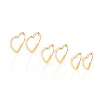 Kit brinco argola coração banhado a ouro Rommanel 527288 Kit brinco argola coração banhado a ouro Rommanel 527288