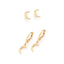 Kit Brinco Argola e Solitária Lua Rommanel 527551 Cor:Dourado Kit Brinco Argola e Solitária Lua Rommanel 527551 Cor:Dourado