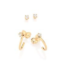 Kit Brinco Argola e Solitário Banhado Ouro Rommanel 527526