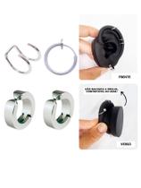 Kit Brinco Argola Pressão Prata Piercing Cartilagem Encaixe