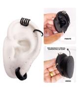Kit Brinco Argola Pressão Preto Piercing Cartilagem Encaixe