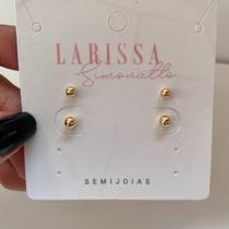 Kit Brinco Bolinha Duplo Delicado Semijoia Feminina para Dia a Dia Simonatto