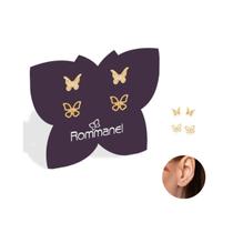 Kit brinco borboleta Rommanel folheado antialérgico 527367