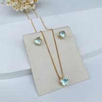 Kit Brinco + Colar de Zircônia Ponto de Luz Collor Kit Brinco + Colar de Zircônia Ponto de Luz Collor