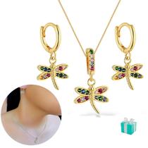 Kit Brinco Colar Infantil Banhado Folheado Ouro 18k Semijoia