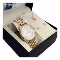 Kit Brinco Colar Relógio Original Champion Feminino Dourado Kit Brinco Colar Relógio Original Champion Feminino Dourado