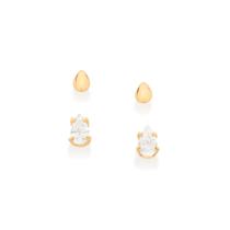 Kit brinco gotas folheado a ouro BRANCO 526962 Rommanel