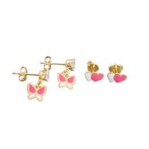 Kit Brinco Infantil Borboleta e Coração Folheado Ouro 18k