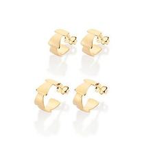 Kit Brinco Meia Argola Banhado A Ouro 18k Rommanel 527391