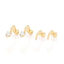 Kit brinco meia argola com zircônias BRANCO 527527 Rommanel Cor:BRANCO Kit brinco meia argola com zircônias BRANCO 527527 Rommanel Cor:BRANCO